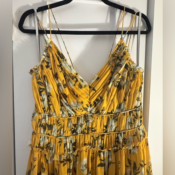 Monique Lhuillier ML Floral Yellow Maxi Dress - 10 - Picture 3 of 6